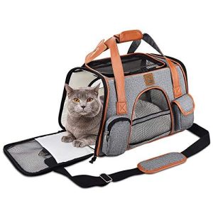 FRUITEAM Pet Carrier Airline Approved Cat Carrier, Soft-Sided Cat Travel Carrier for Small Medium Cats_Dogs_Puppy_Kitten_Rabbits Puppies of 35 Lbs, Secure Button Zipper, Large