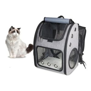 Transparent Window Pet Carrier Backpack For Dogs And Cats - Foldable And Convenient Travel Bag With Breathable Mesh And Padded Straps